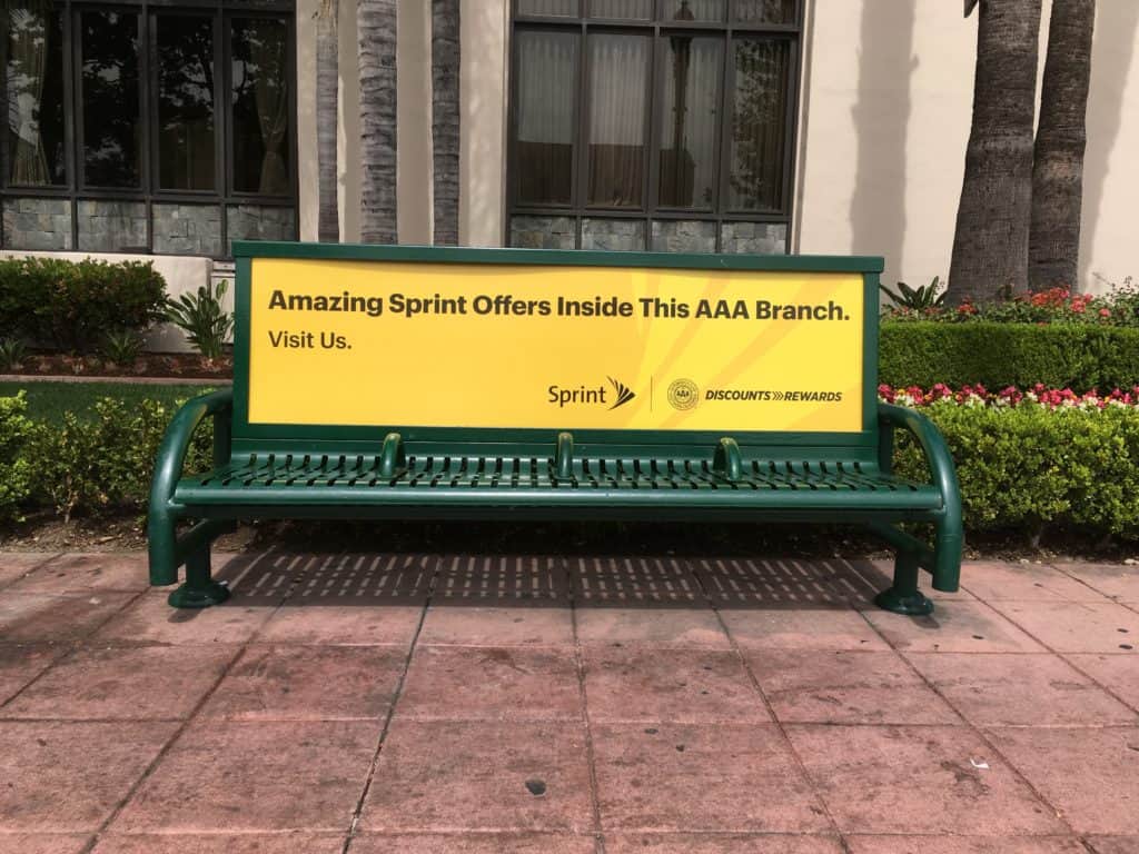 Sprint uses street furniture advertising to inform consumers on open store locations. Vendor: Insite Street Media